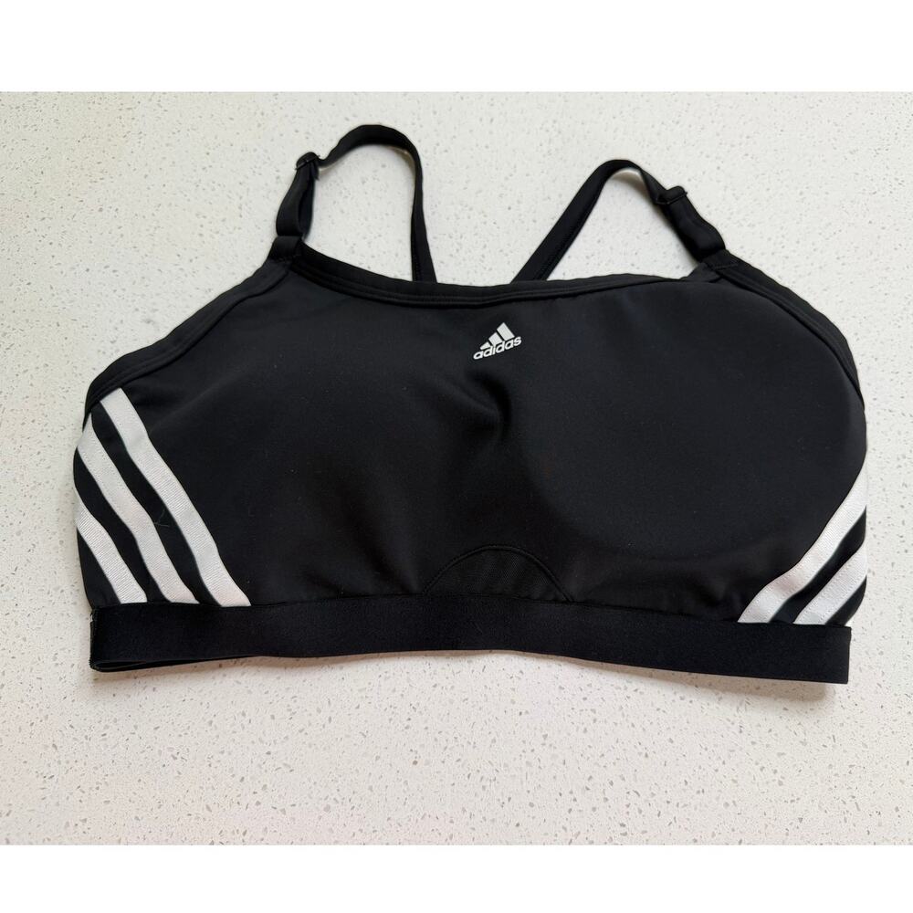 Adidas Women's All Me 3-Stripe Sports Bra with removable pads Black Size LD-DD